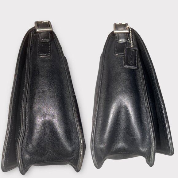 VTG Coach Legacy Monterey Flap 6147 Black Leather Nickel Shoulder Bag 90s Turkey - Picture 6 of 10